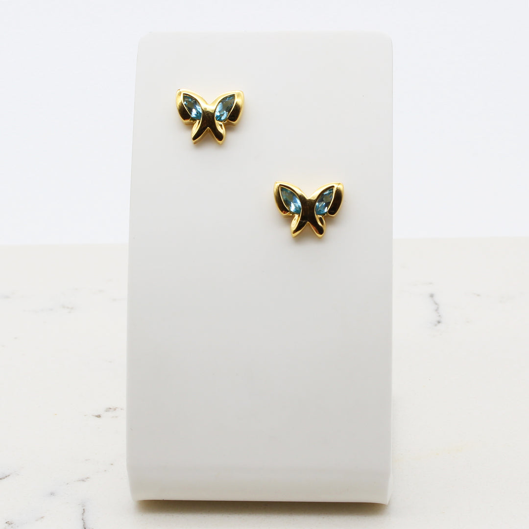 Blue Topaz Butterfly Stud Earrings