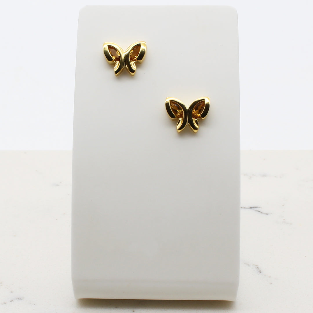 Citrine Butterfly Stud Earrings
