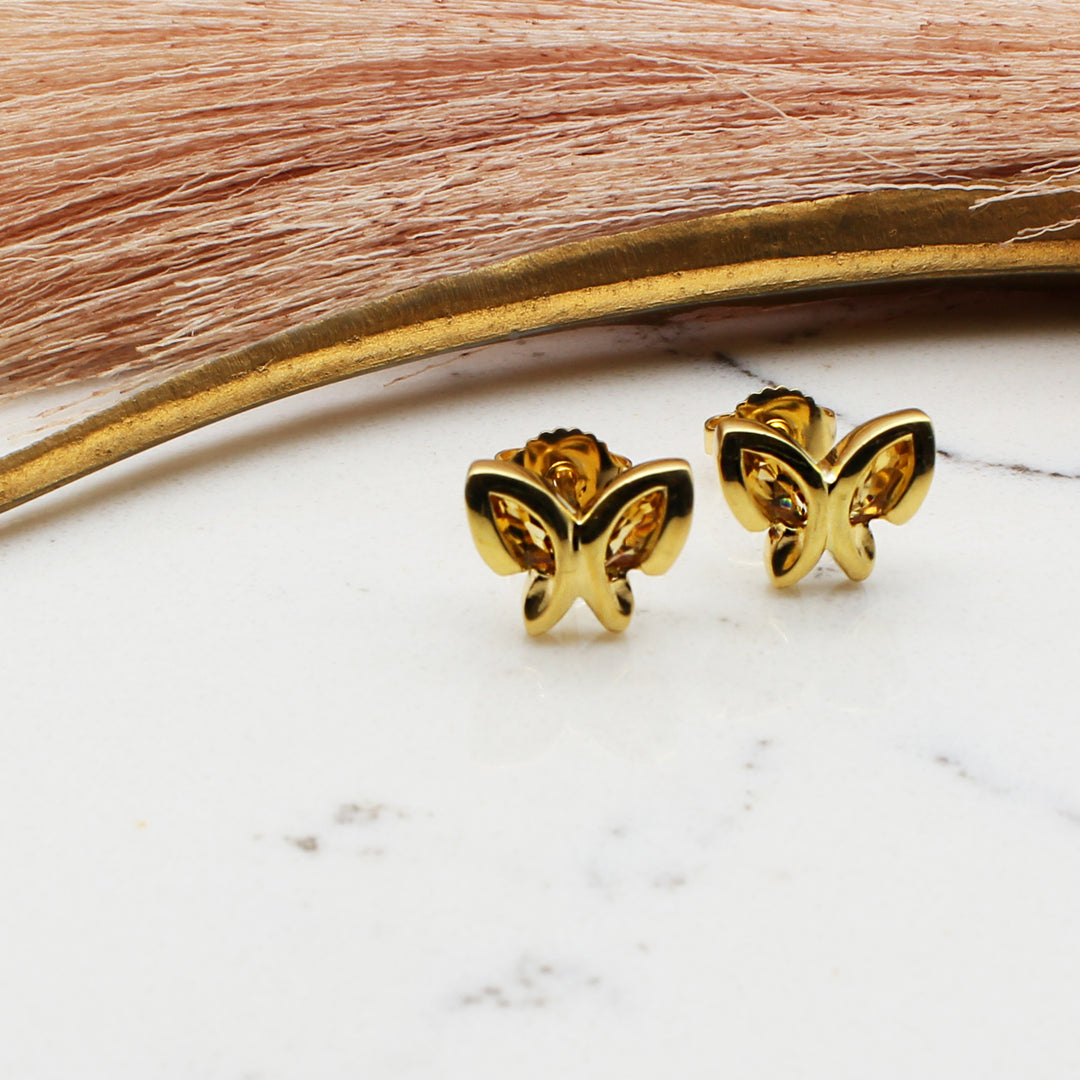 Citrine Butterfly Stud Earrings