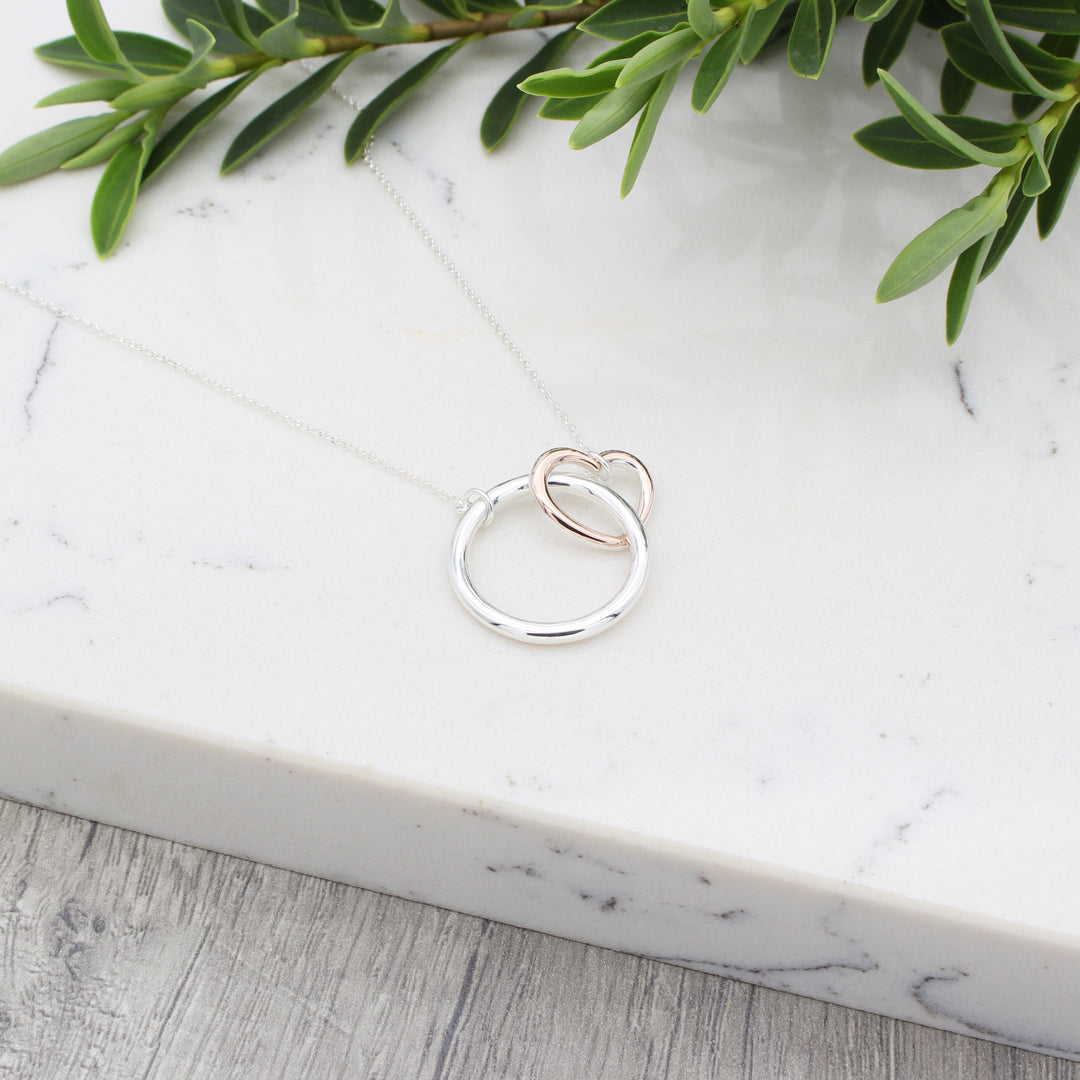 Sterling Silver and Rose Gold Heart Necklace