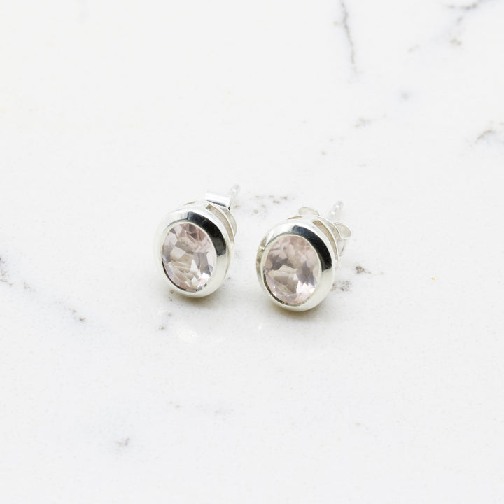 Rose Quartz Stud Earrings