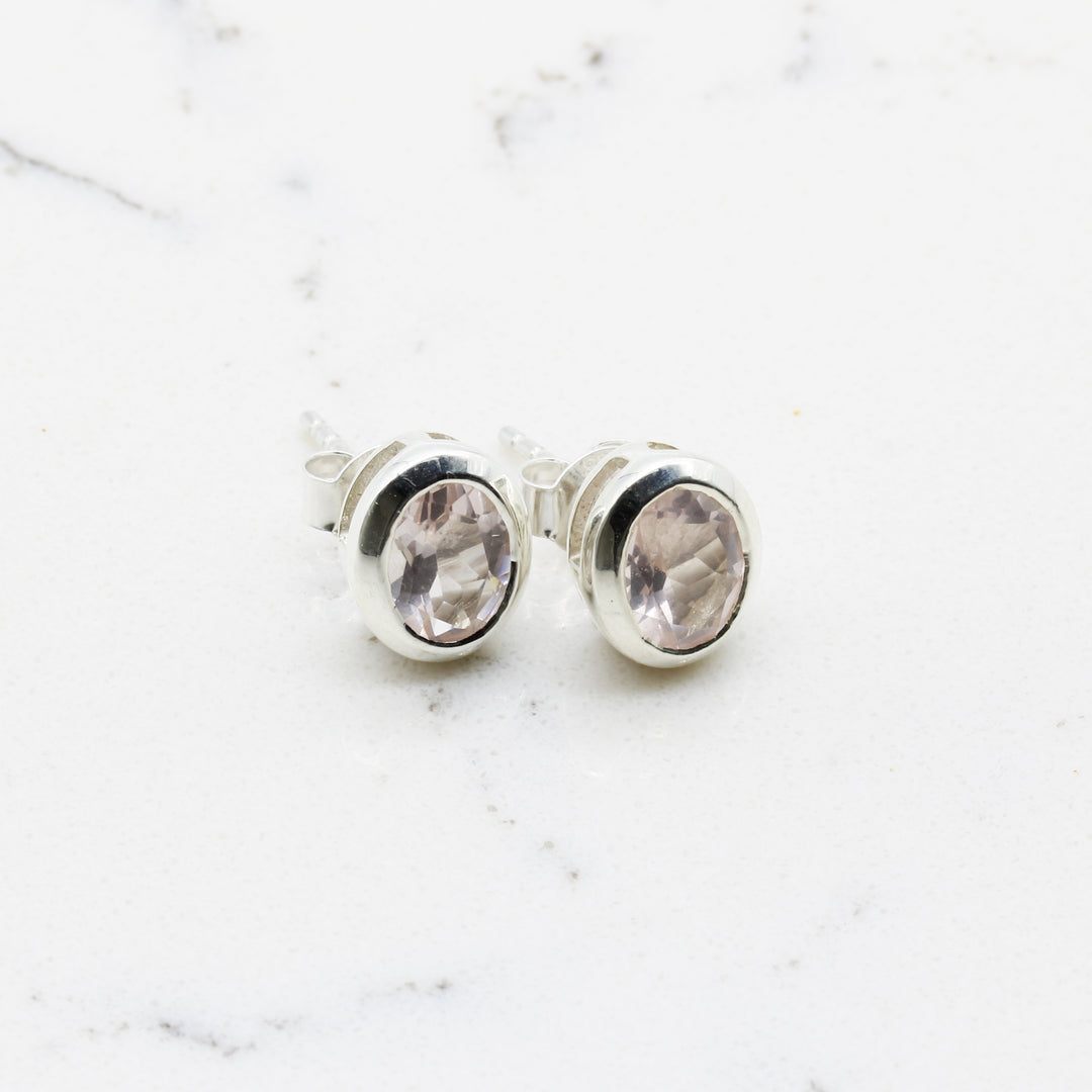 Rose Quartz Stud Earrings