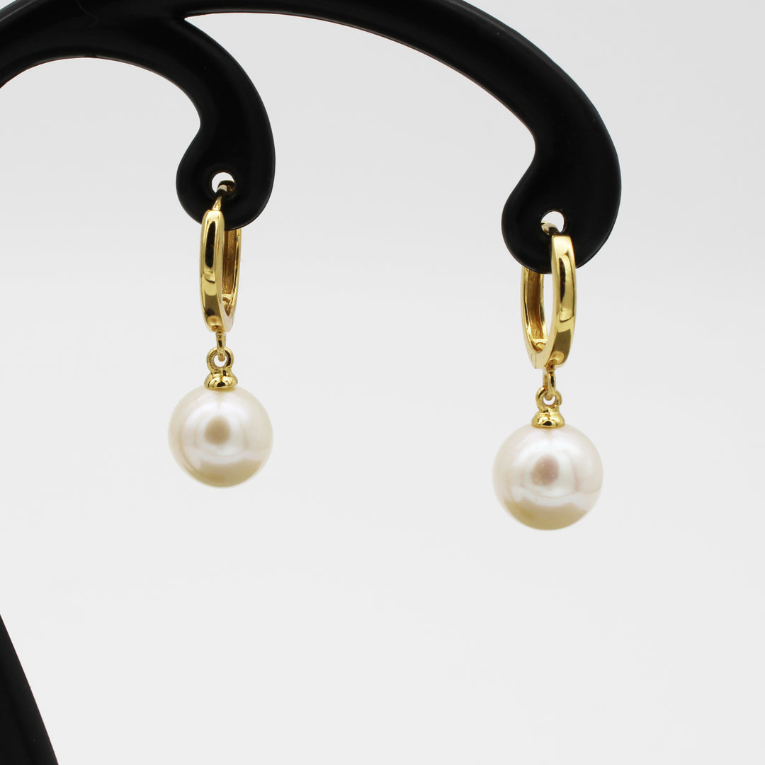 Pearl Charm Gold Vermeil Hoop Earrings
