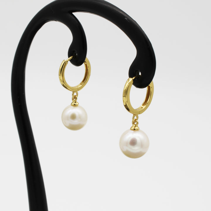 Pearl Charm Gold Vermeil Hoop Earrings