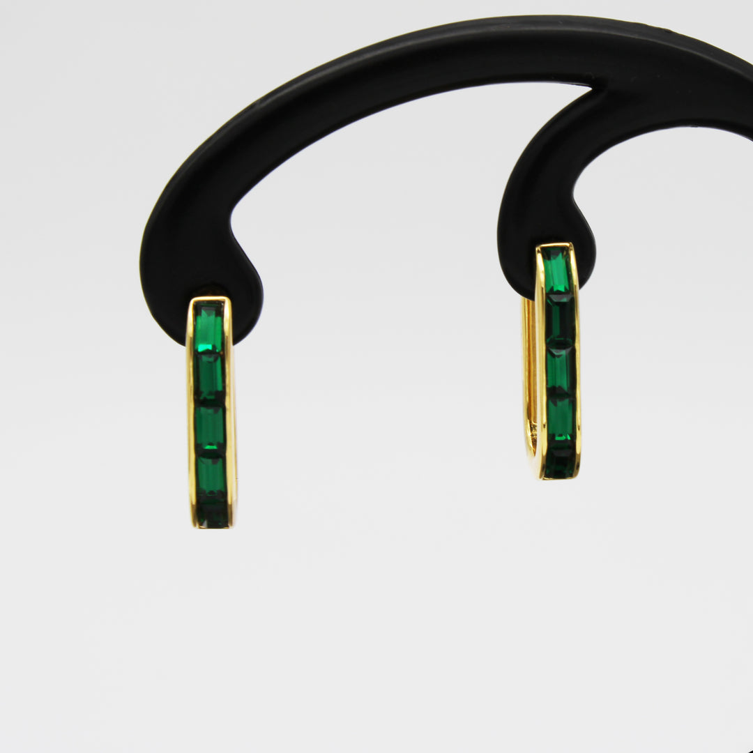 Green CZ Gold Vermeil Hoop Earrings