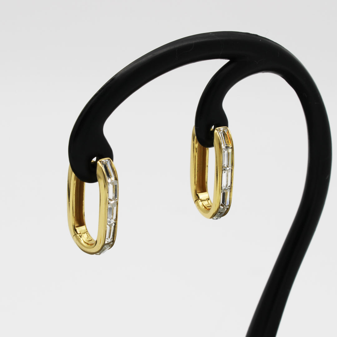 CZ Set Gold Vermeil Hoop Earrings