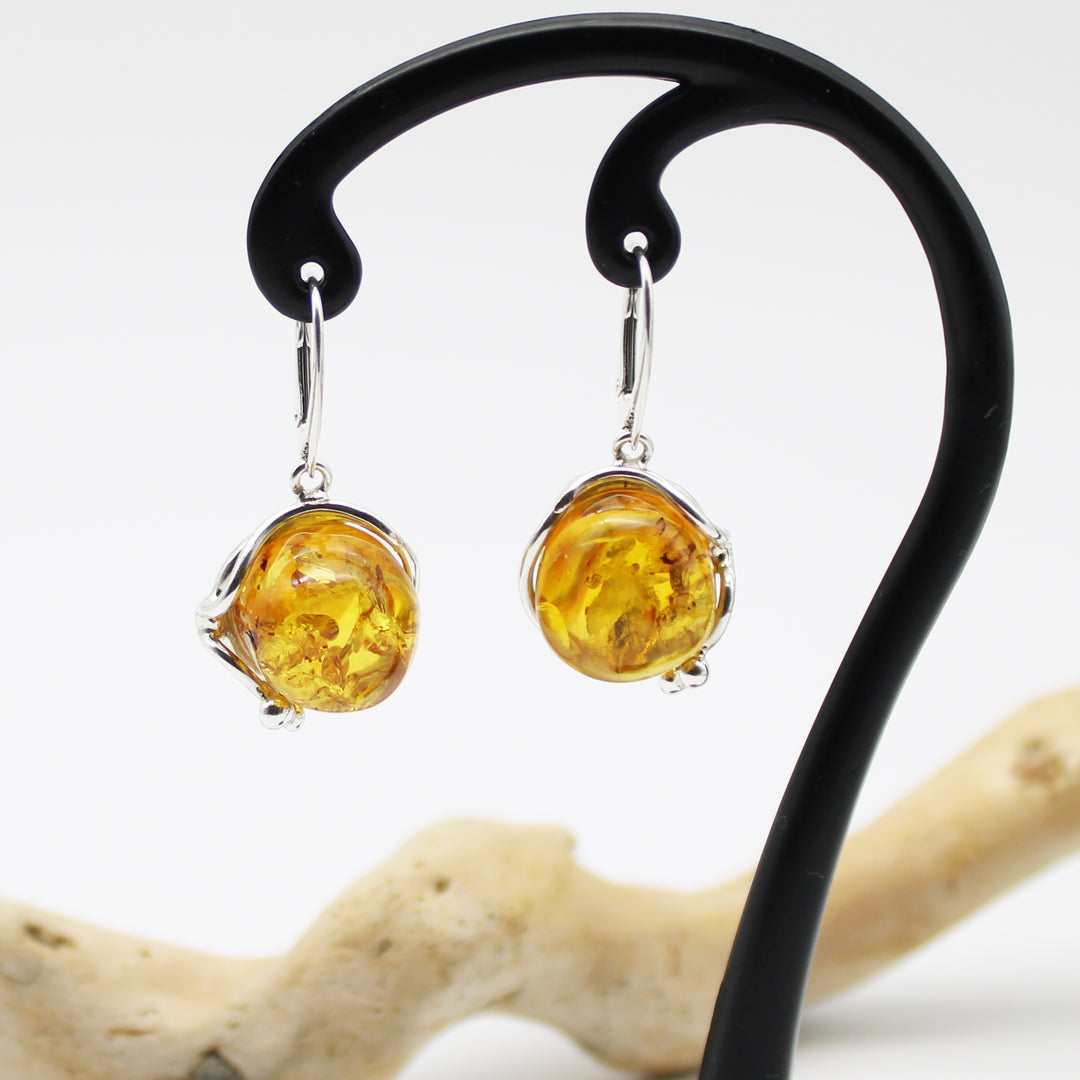 Cognac Amber Drop Earrings