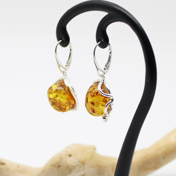 Cognac Amber Drop Earrings