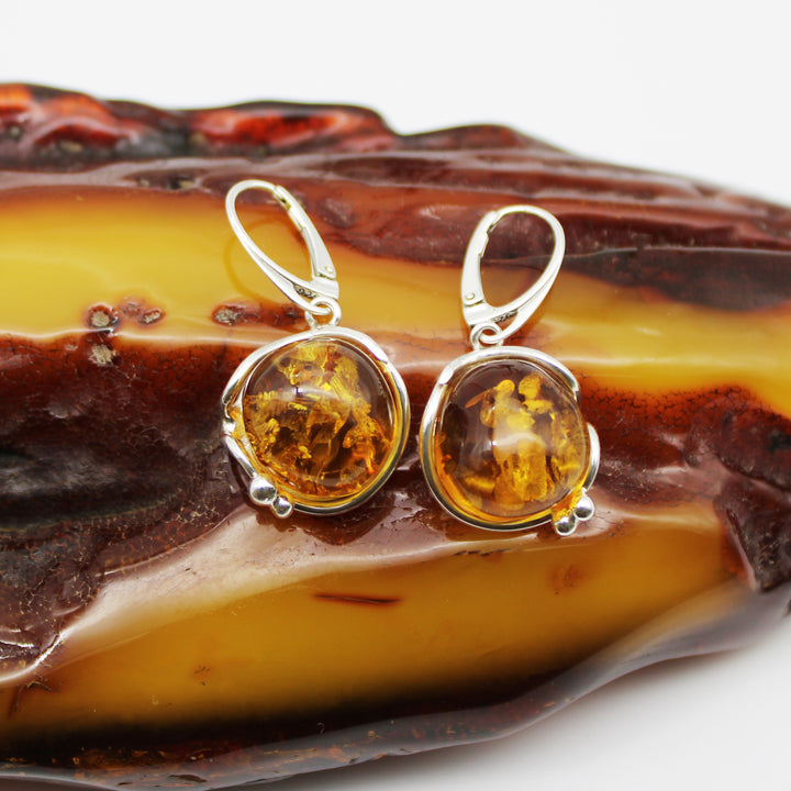 Cognac Amber Drop Earrings