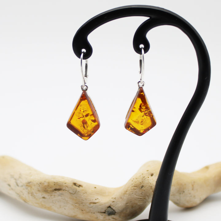 Cognac Amber Drop Earrings