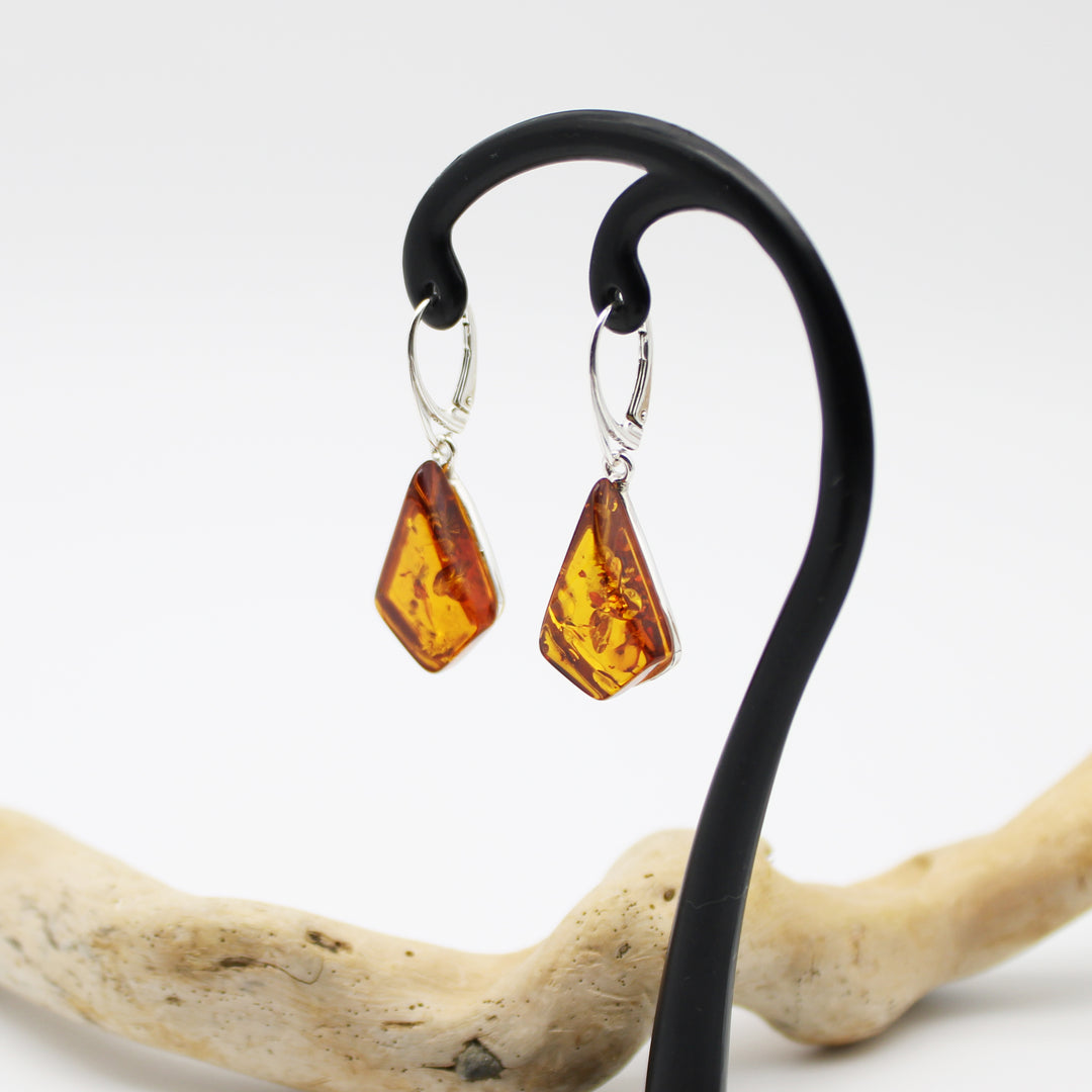 Cognac Amber Drop Earrings