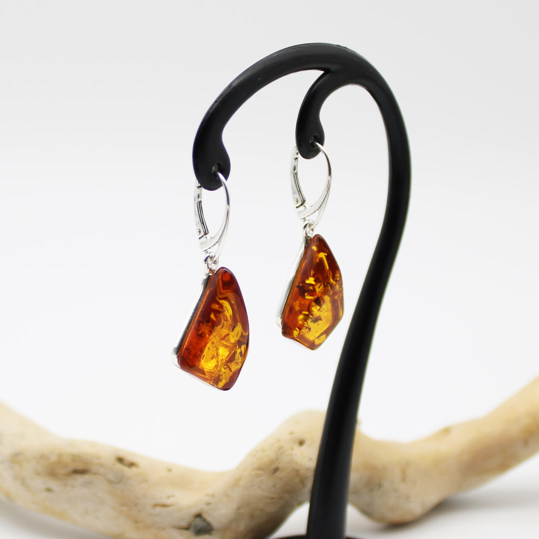 Cognac Amber Drop Earrings