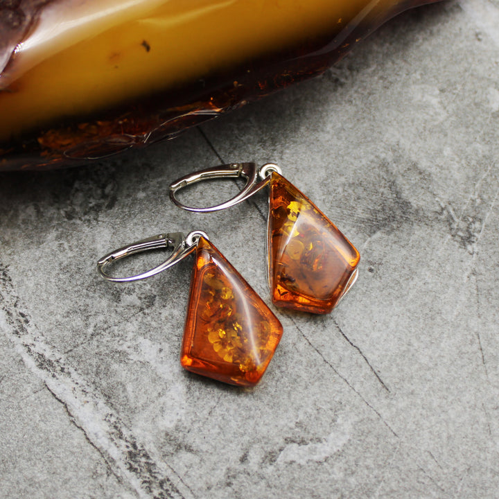 Cognac Amber Drop Earrings