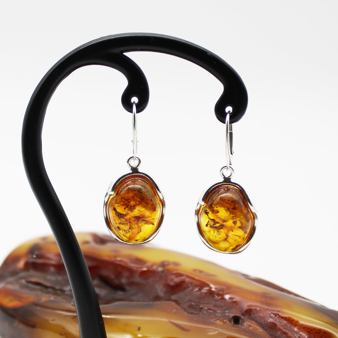 Cognac Amber Drop Earrings
