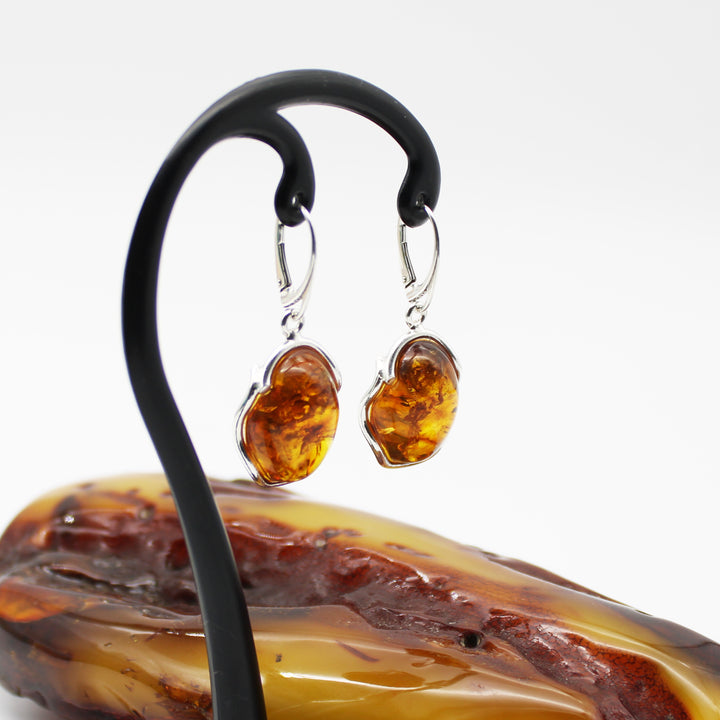 Cognac Amber Drop Earrings