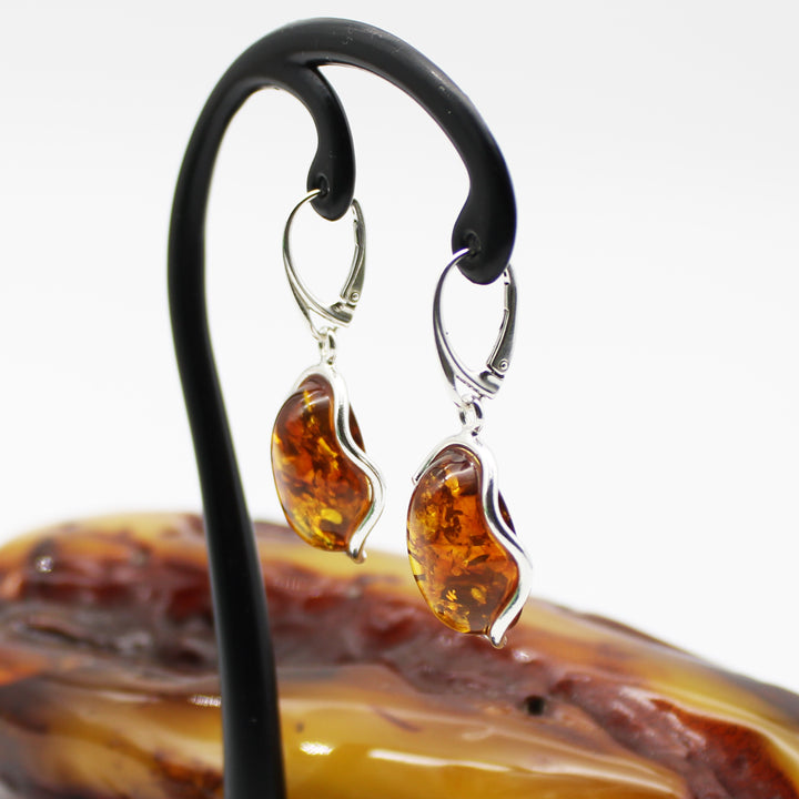 Cognac Amber Drop Earrings