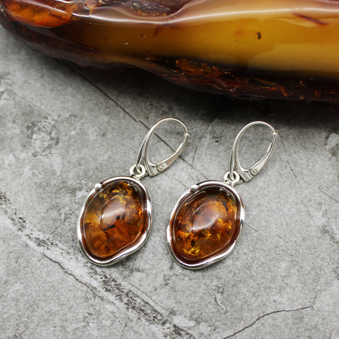 Cognac Amber Drop Earrings