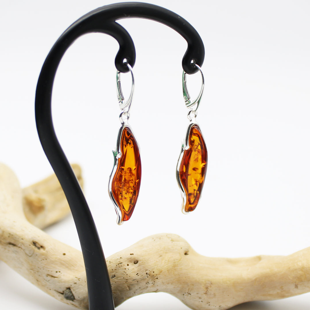 Cognac Amber Drop Earrings