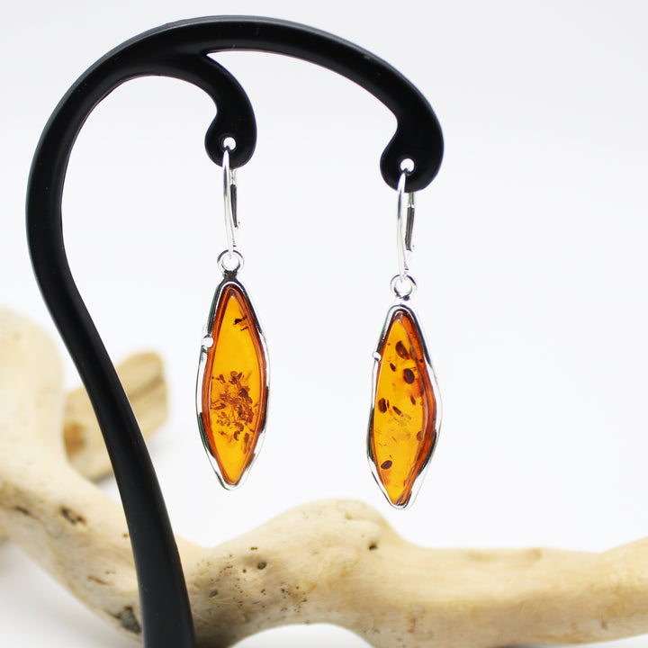 Cognac Amber Drop Earrings