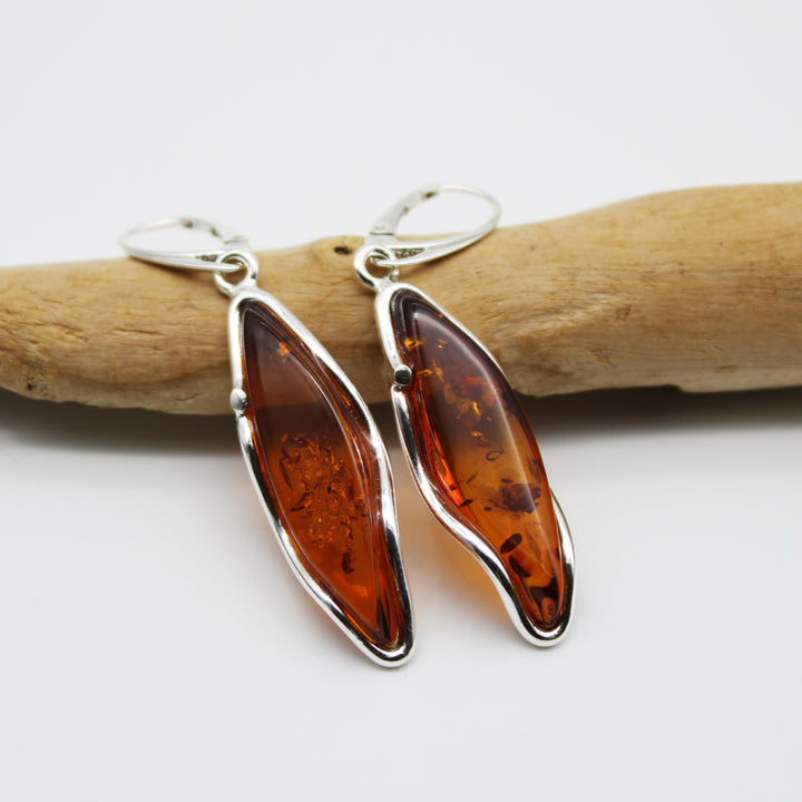 Cognac Amber Drop Earrings