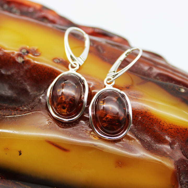 Cognac Amber Drop Earrings