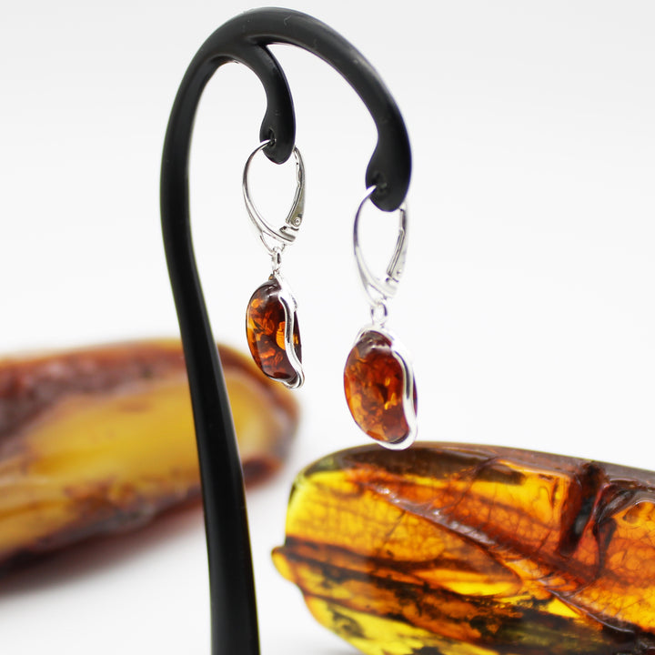 Cognac Amber Drop Earrings