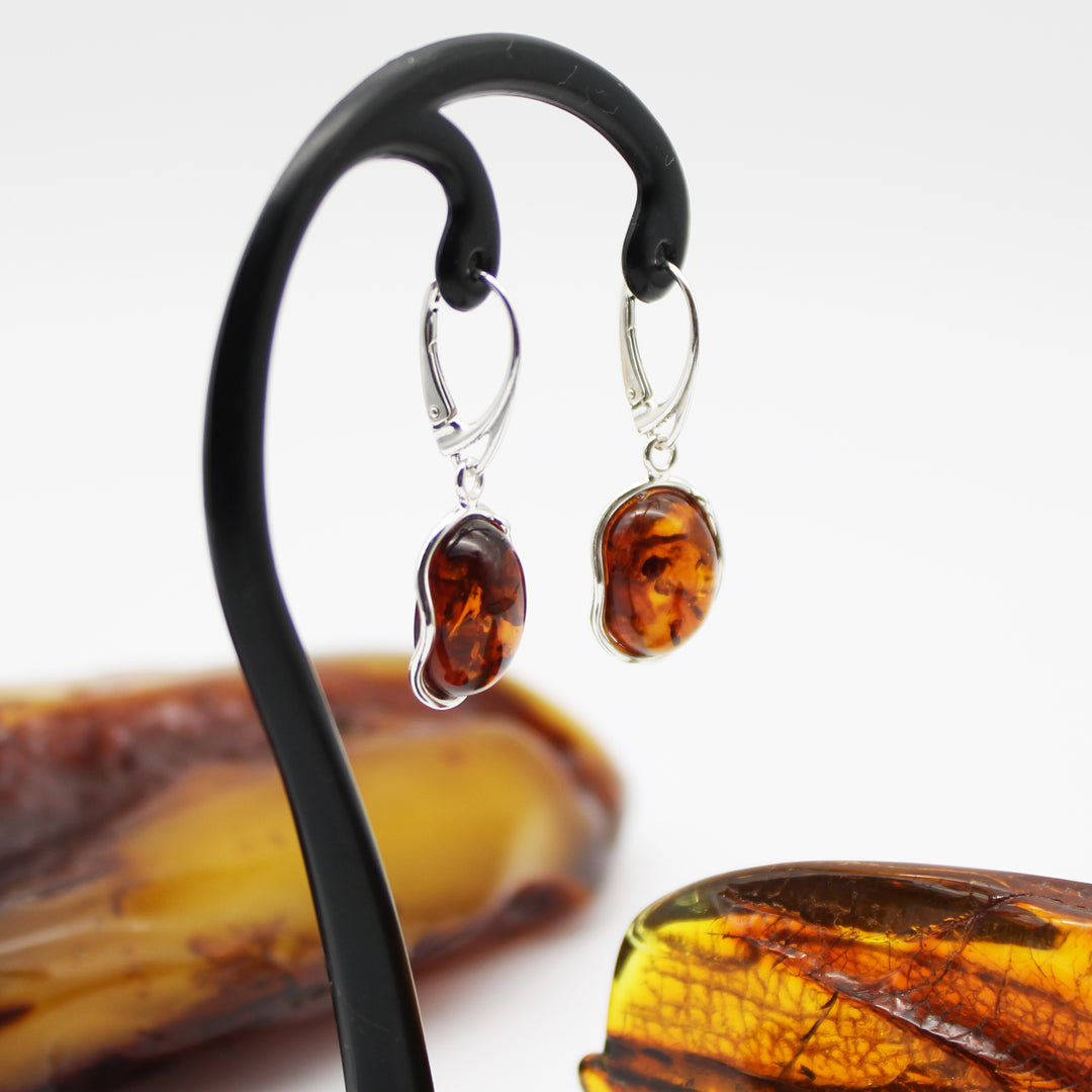 Cognac Amber Drop Earrings