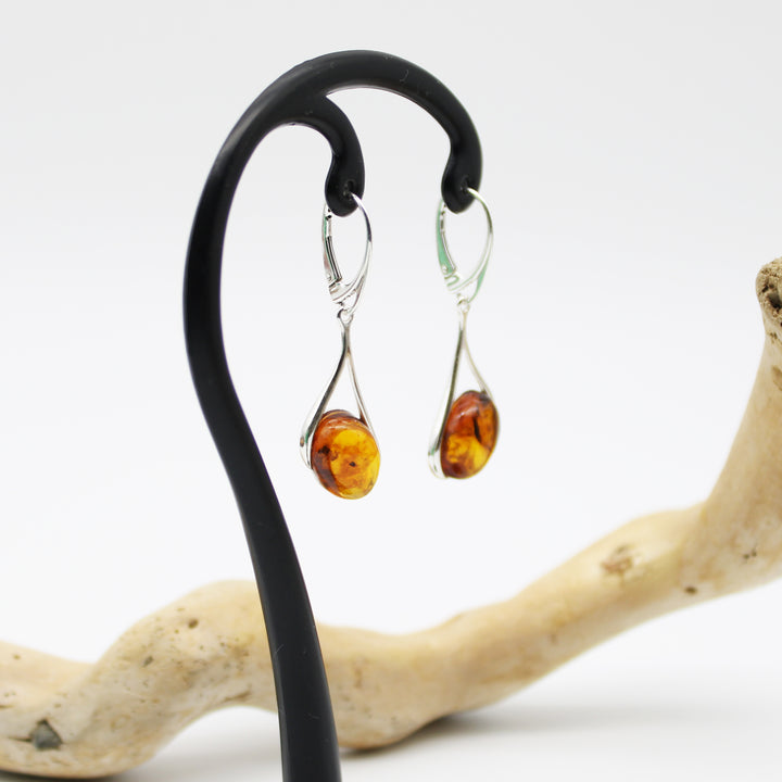 Cognac Amber Drop Earrings