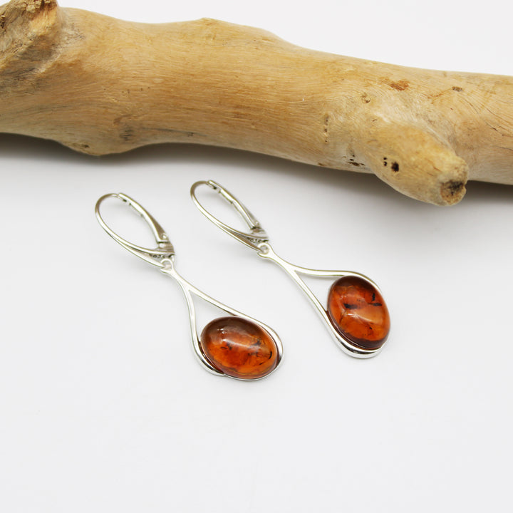 Cognac Amber Drop Earrings