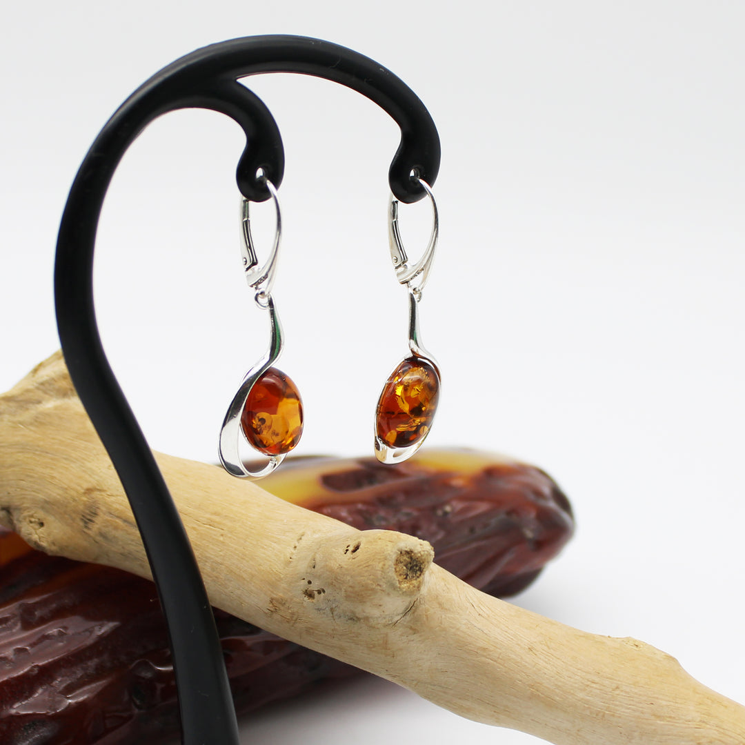 Cognac Amber Drop Earrings