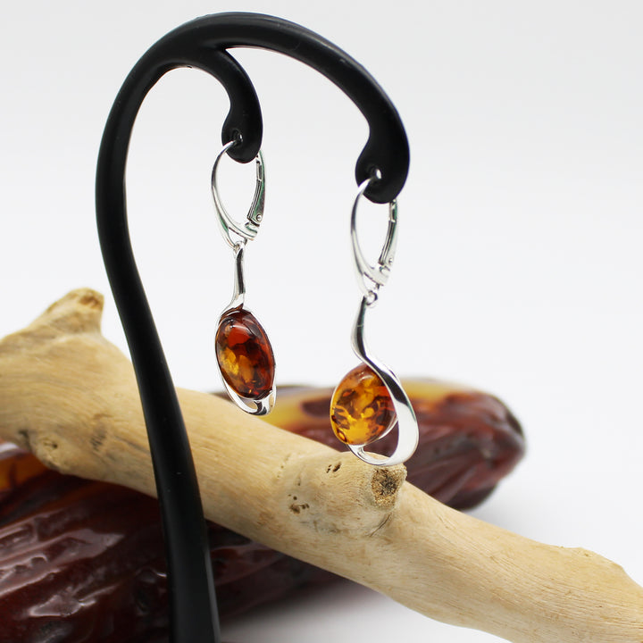 Cognac Amber Drop Earrings