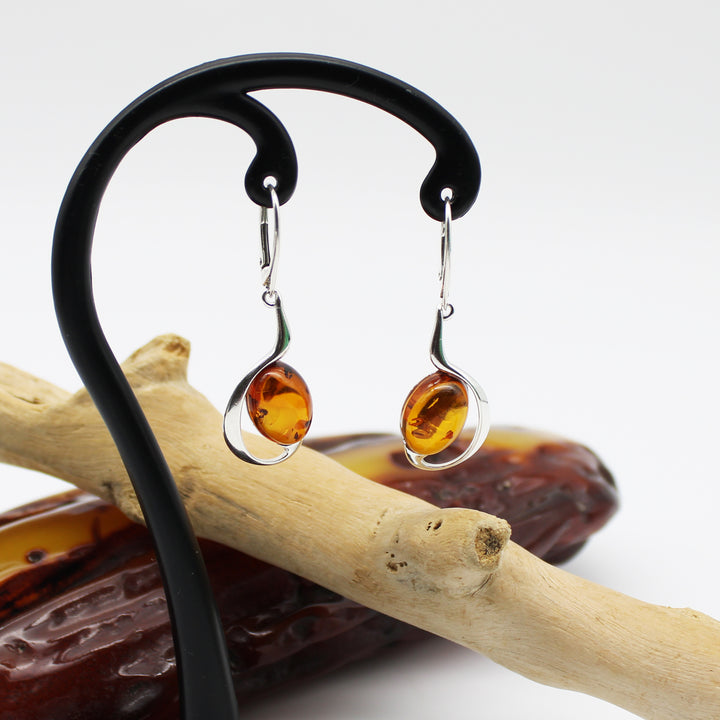 Cognac Amber Drop Earrings