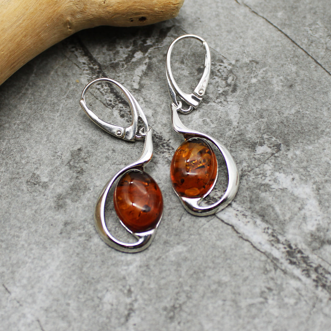 Cognac Amber Drop Earrings