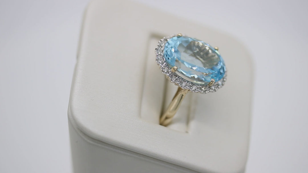 10.00ct Swiss Blue Topaz and Diamond Ring