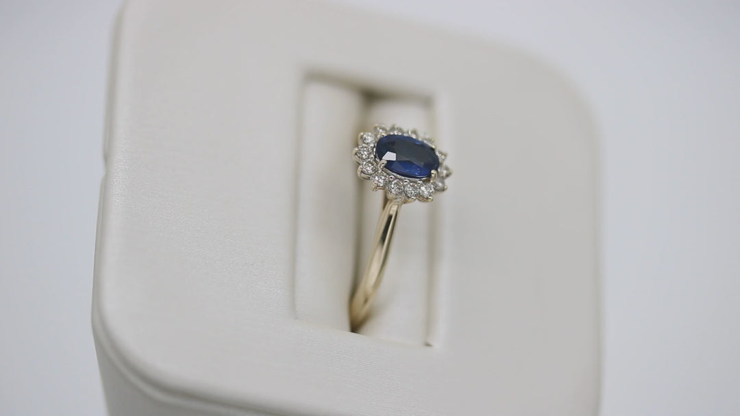 Sapphire and Diamond Halo Ring