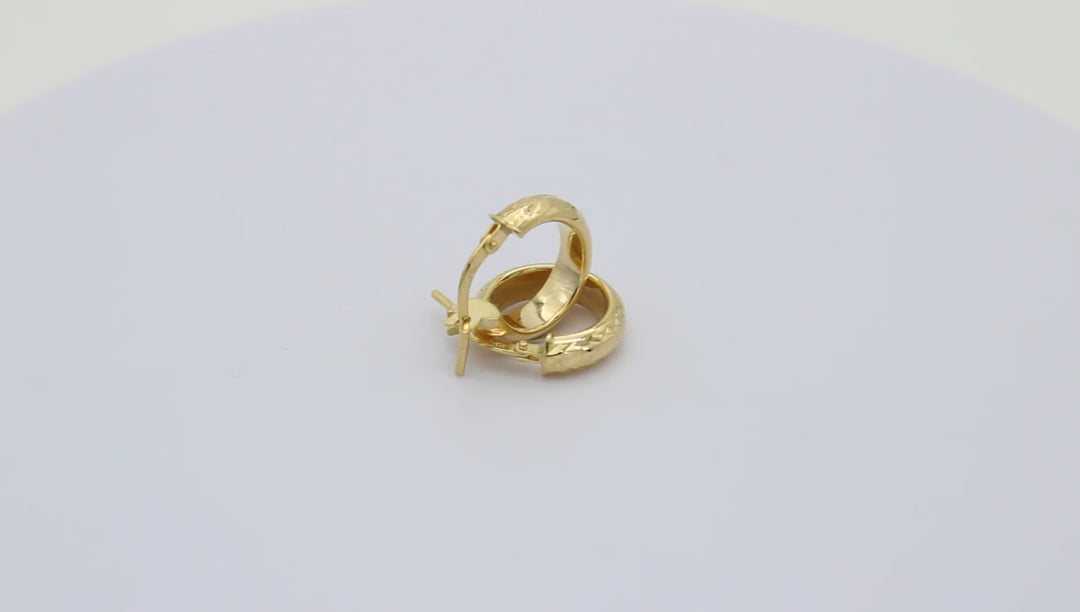 9ct Gold Textured Hoop Earrings