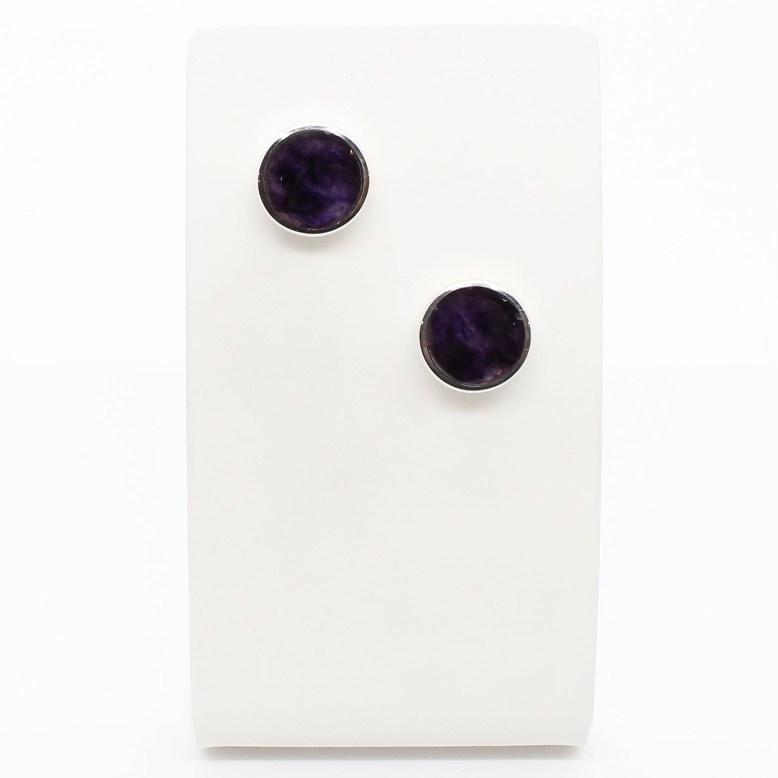 Gold Small Round Blue John Stud Earrings | Shop Blue John at Avanti