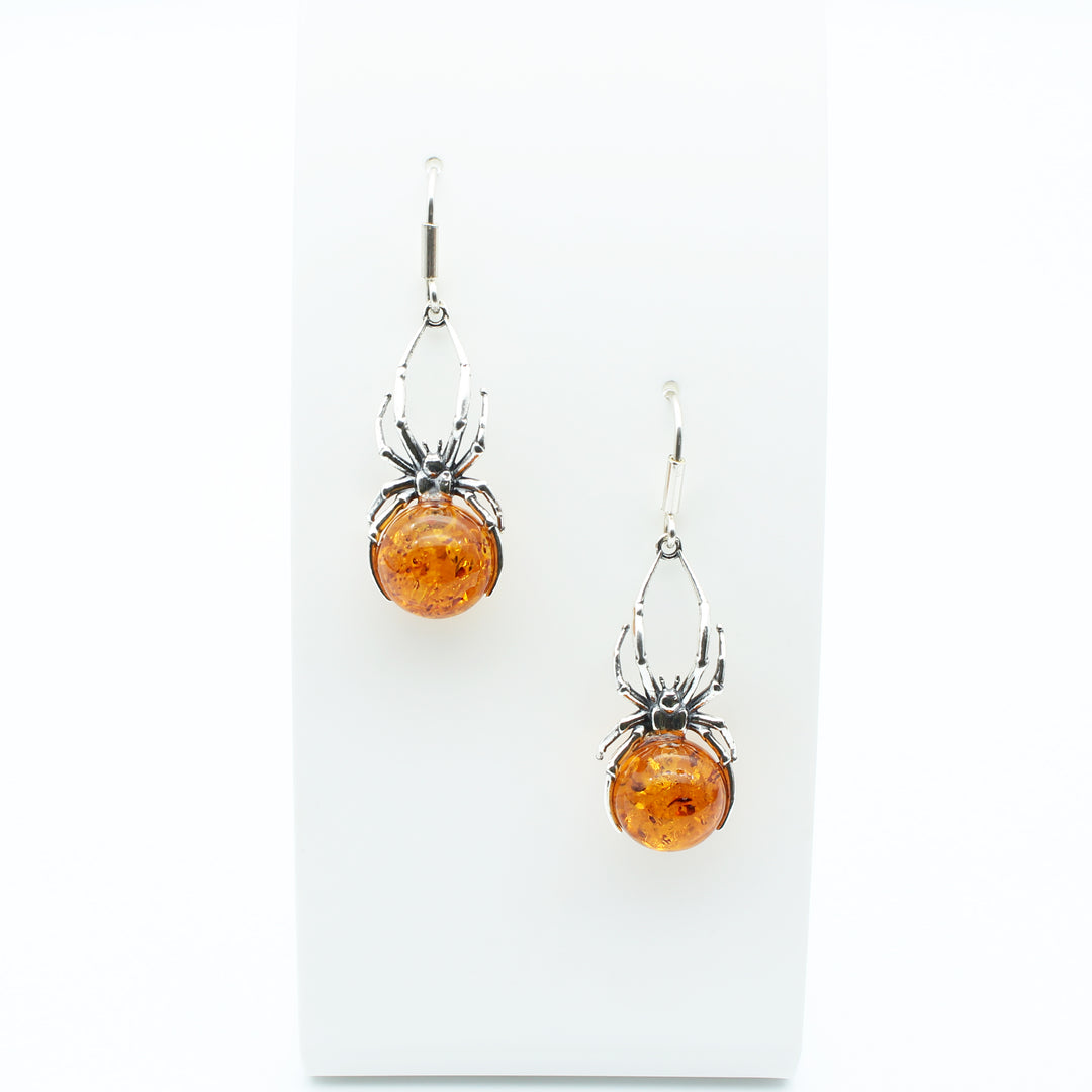 Amber Spider Earrings
