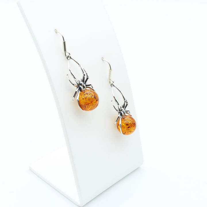 Amber Spider Earrings