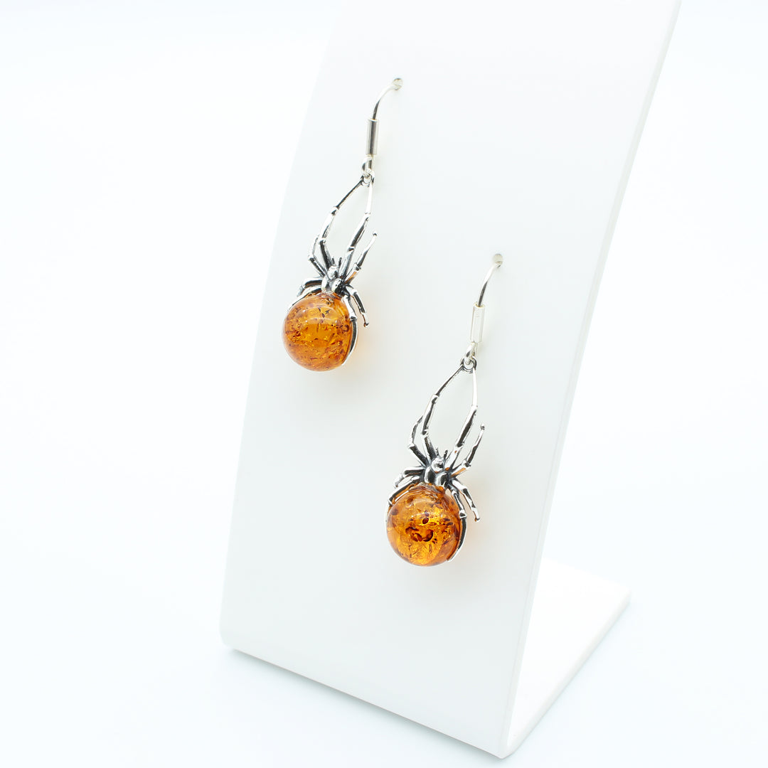 Amber Spider Earrings