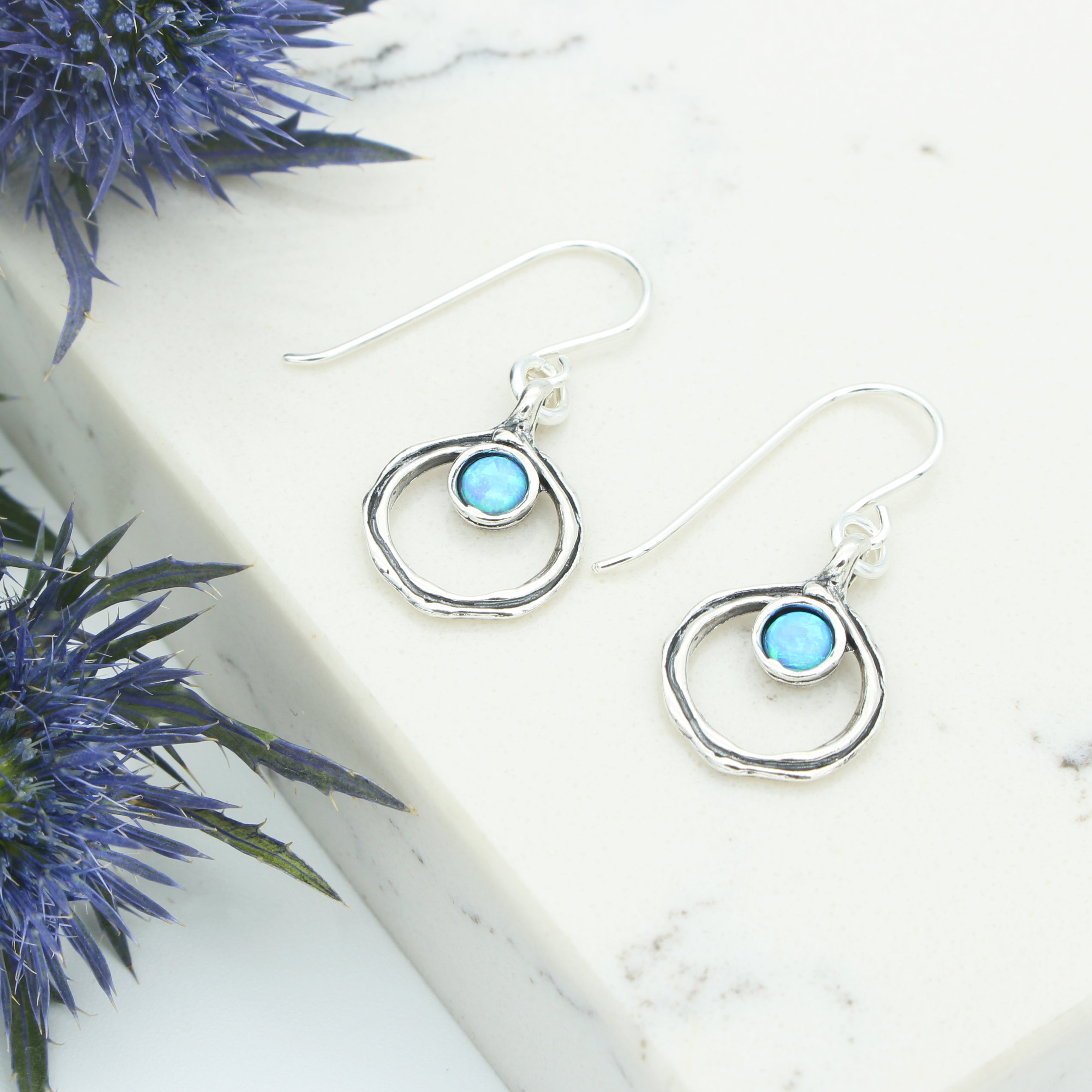 Blue Opal Drop Earrings