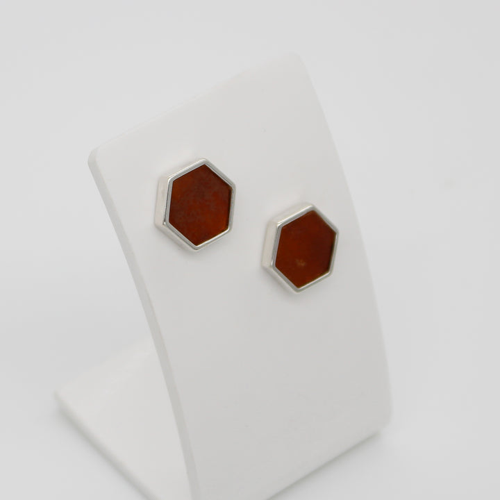 Amber Rough Hexagonal Earrings