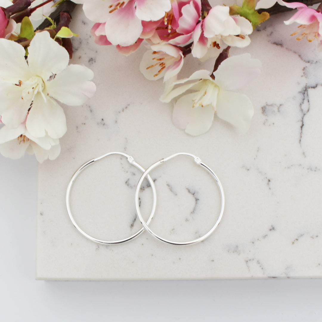 Simple Silver Hoop Earrings