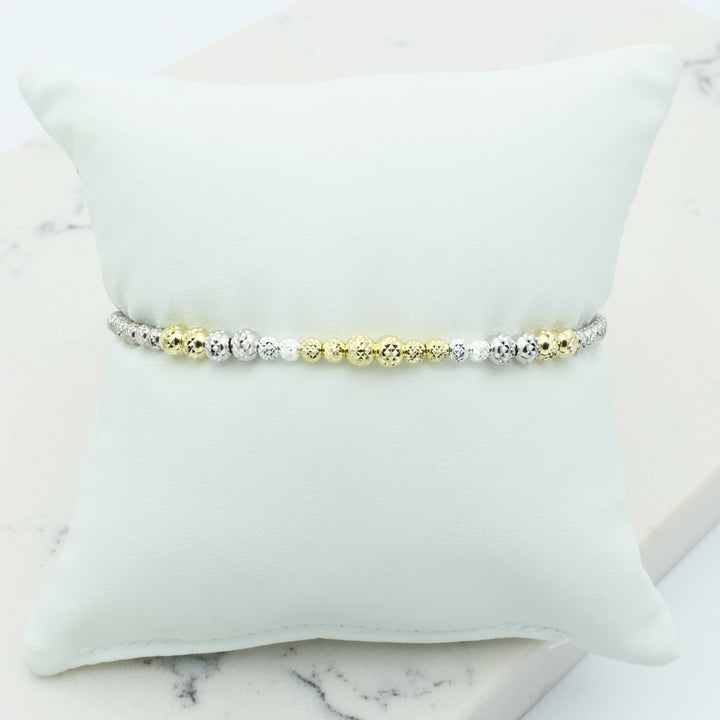Rolled Gold and Silver Bead Bracelet