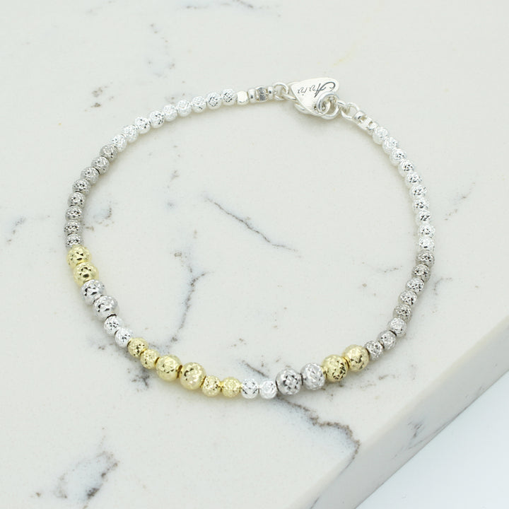 Rolled Gold and Silver Bead Bracelet