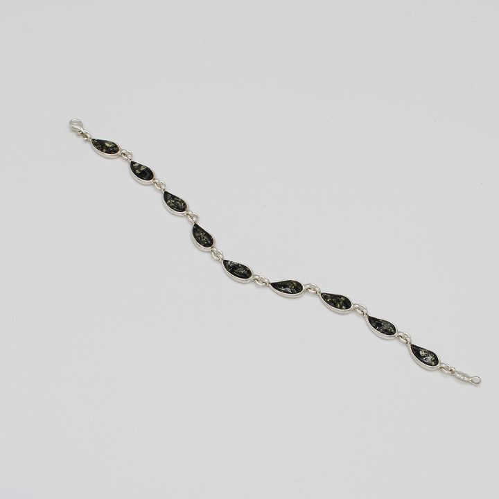 Green Amber Teardrop Bracelet