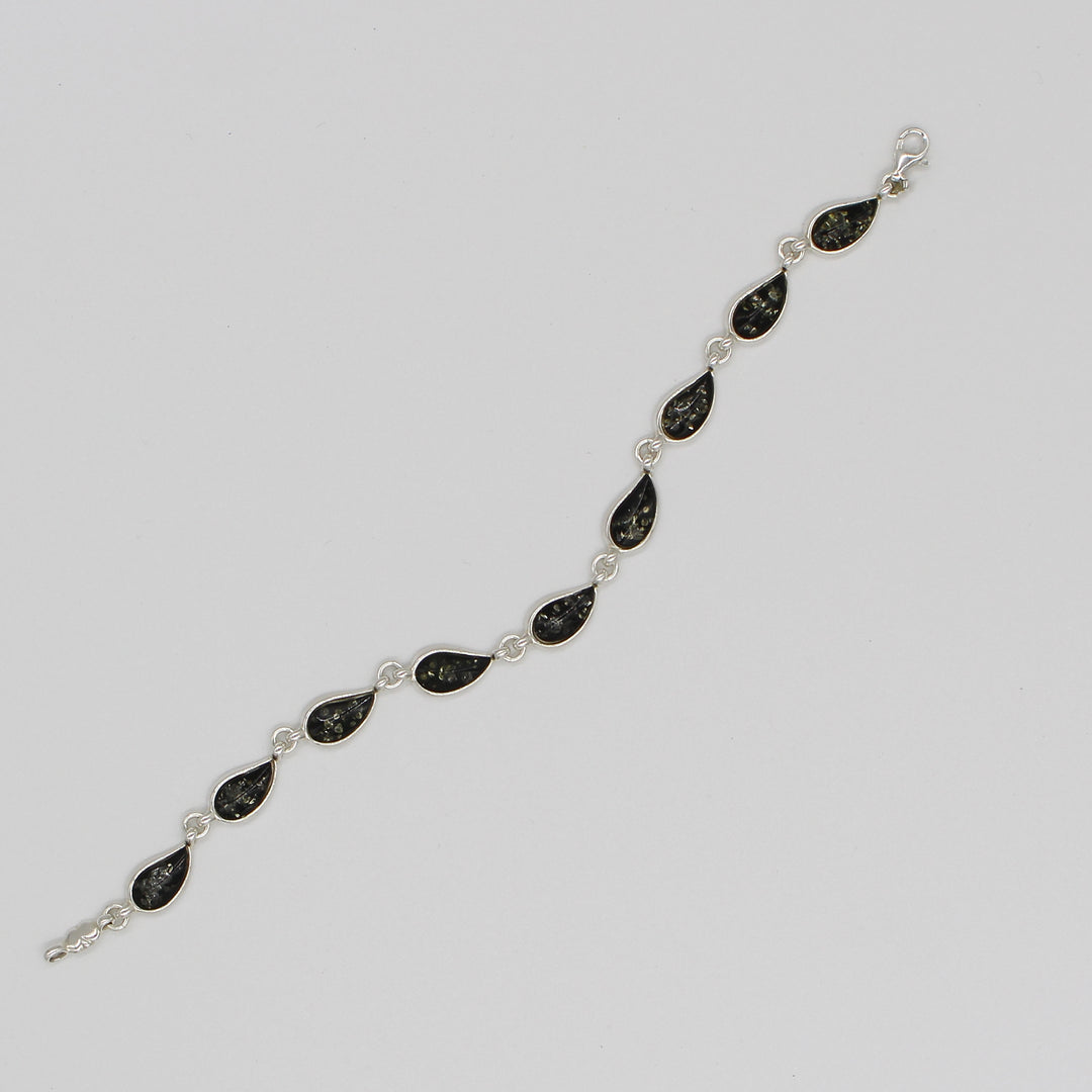 Green Amber Teardrop Bracelet
