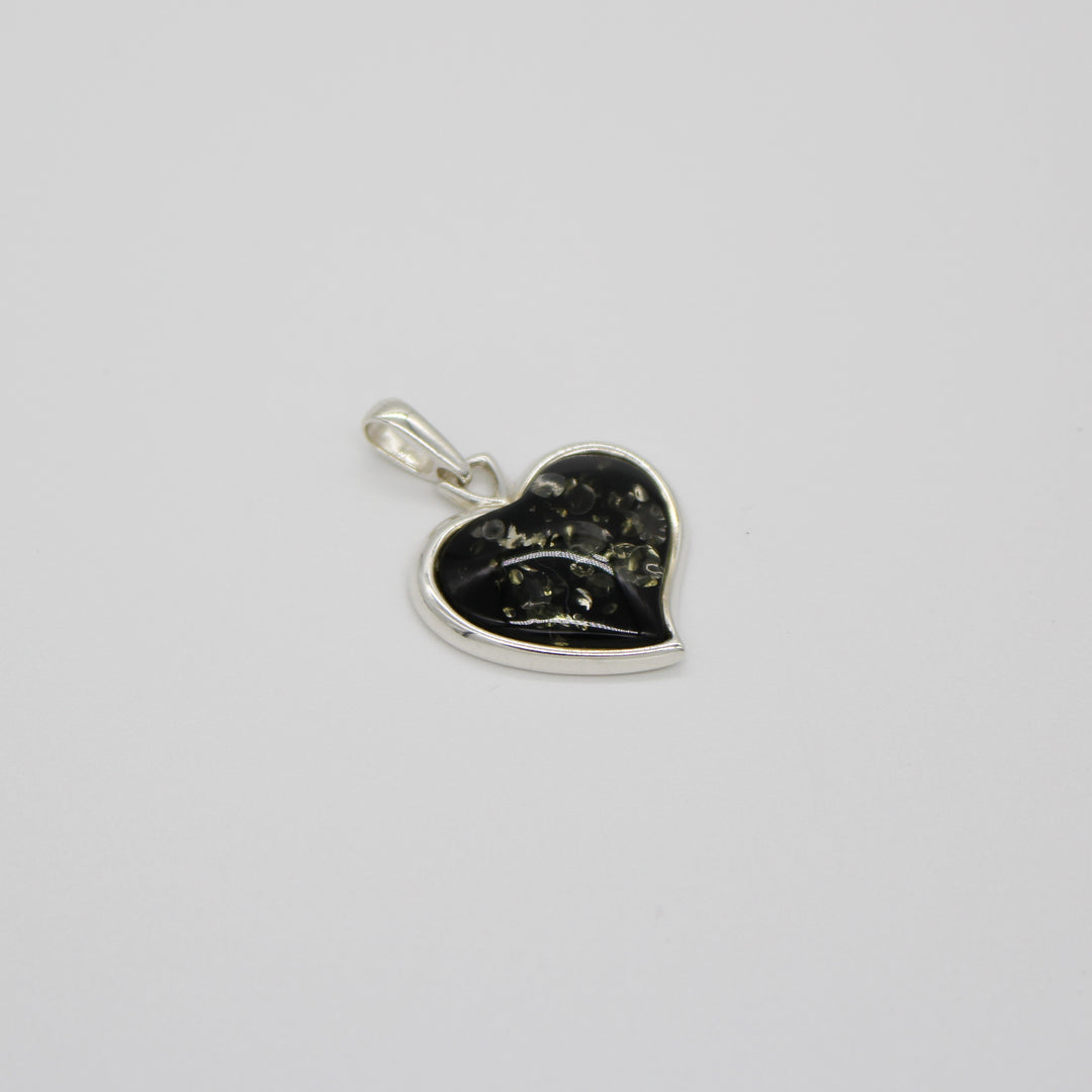 Green Amber Heart Pendant