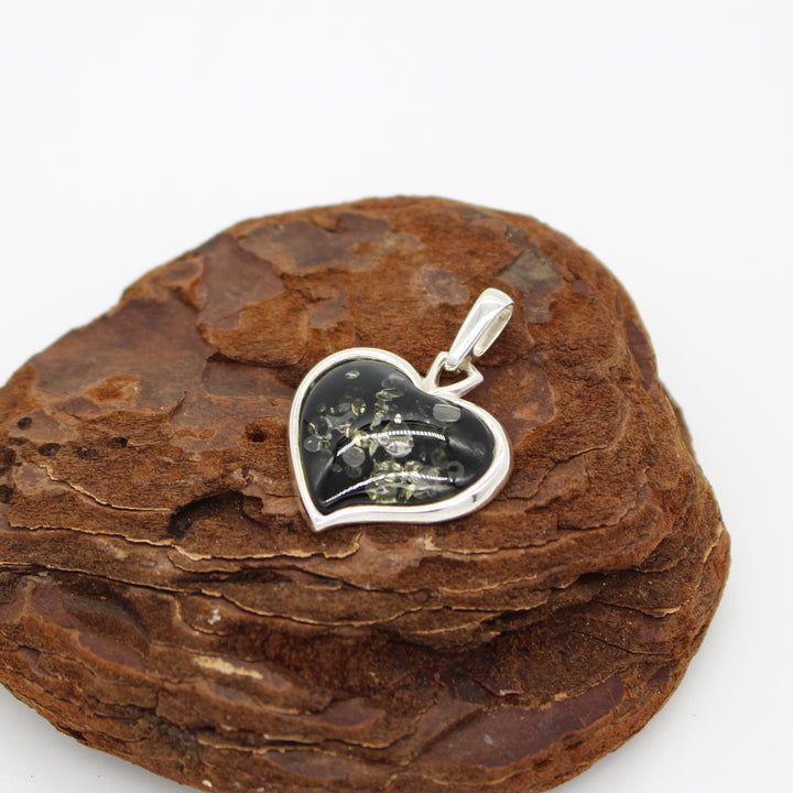 Green Amber Heart Pendant