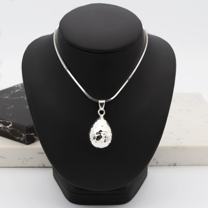 Silver Hammered Drop Pendant